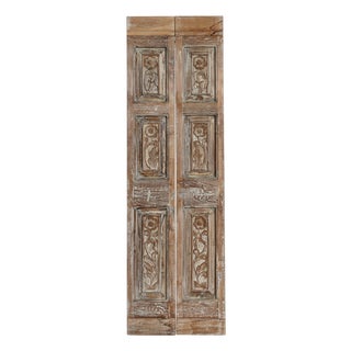 Antique 6-Panel Hand-Carved Wooden Sliding Barn Door – Rustic Farmhouse Statement80x24 For Sale