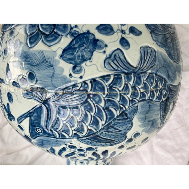 Chinoiserie Mid 20th Century Monumental Chinese Blue & White Vases - A Pair For Sale - Image 3 of 12