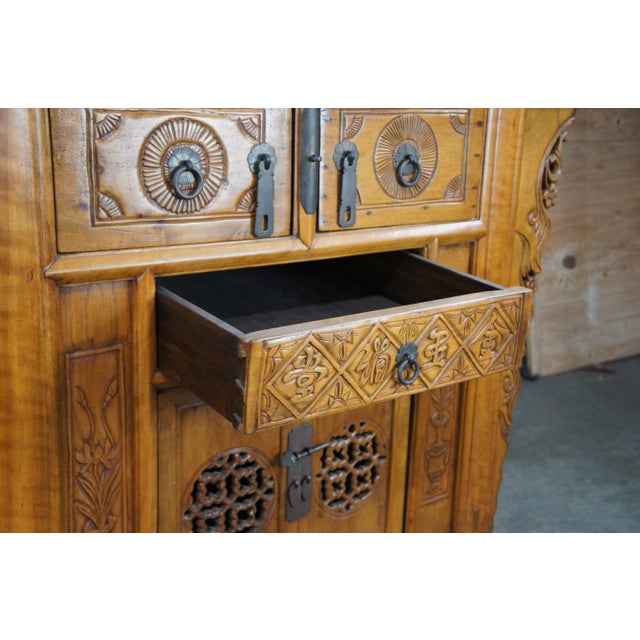 Late 19th Century Antique Chinese Qing Dynasty Carved Elm Altar Cabinet For Sale - Image 12 of 12