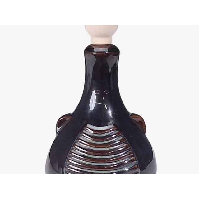 Blue Søholm Stentøj, Danish Modern Table Lamp, Blue Stoneware, Denmark, 1960s For Sale - Image 8 of 12