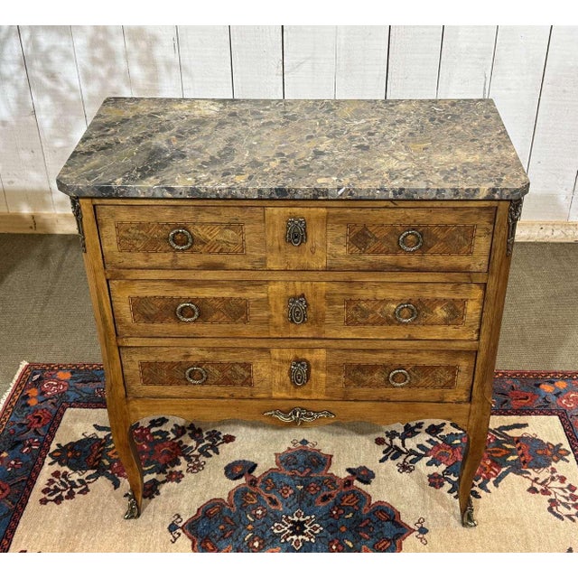 Transitional Mahogany Commode with Marble Top, 1950s For Sale - Image 16 of 18