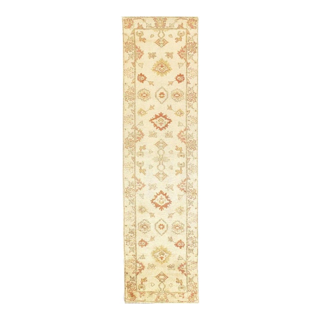 2020s Fine Hand Knotted Oushak Design Runner For Sale