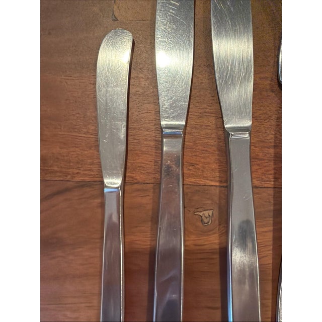 Vintage Mid-Century Modern Gense Facette 18/8 Stainless Steel Flatware – Set of 9 For Sale - Image 4 of 6