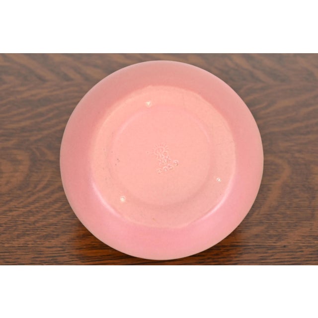 Pink Rookwood Pottery Arts & Crafts Glazed Ceramic Pink Handled Bowl or Ashtray, 1919 For Sale - Image 8 of 11