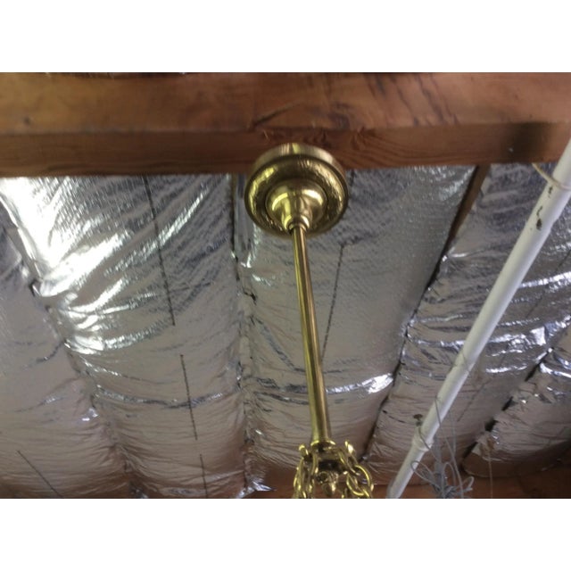 Victorian Brass and Frosted Cut Crystal Chandelier For Sale - Image 4 of 11