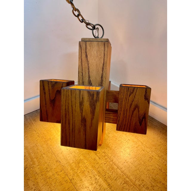 1970s Modernist Architectural Box-Form Swag Chandelier For Sale In Seattle - Image 6 of 13