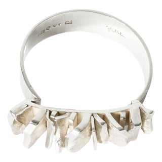 Modernist Silver Bracelet by Rey Urban For Sale