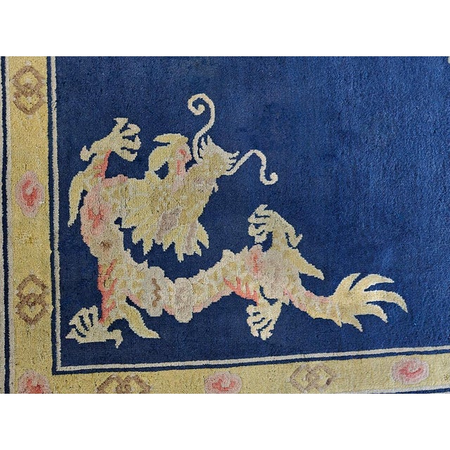 1930s Blue Navy Dragon Traditional Antique Chinese Peking Rug 8' X 10'10" Hand Knotted Wool Carpet For Sale - Image 4 of 6