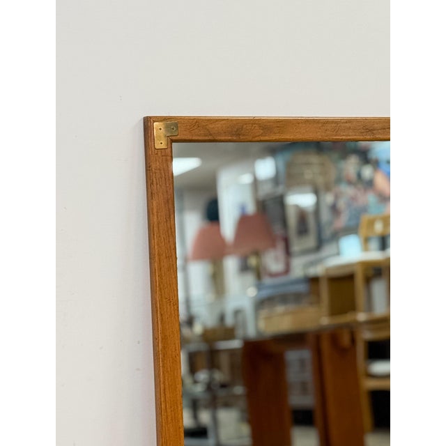 Vintage MCM Dixie Act II Walnut Mirror, Brass Details Wall Accent, Campaign For Sale In Tampa - Image 6 of 8