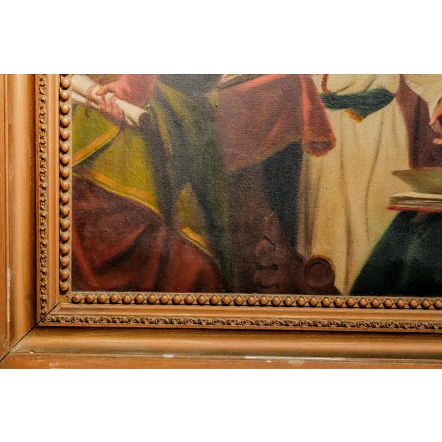 Classical Christian Antique Framed Oil Painting Religious Scene Jesus in Temple Home Wall Decor For Sale - Image 12 of 16