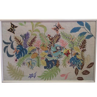 Framed Botanical Needlepoint Tapestry For Sale