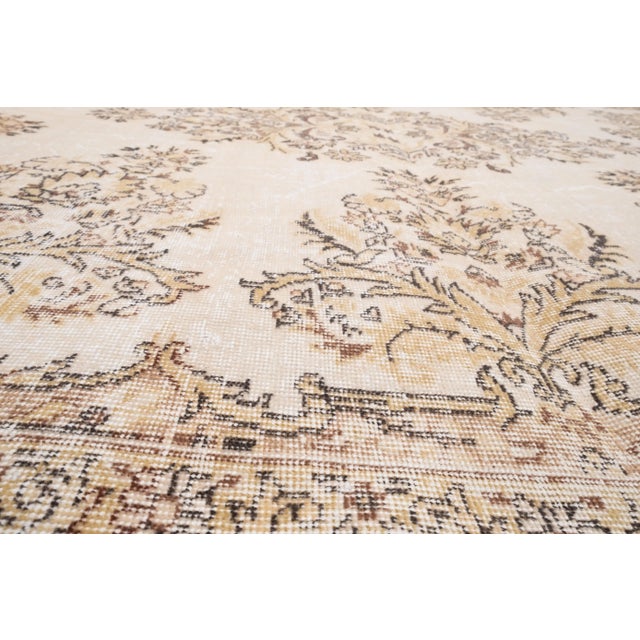 Tan Vintage Oversize Turkish Oushak Rug With Soft Color 6'11" X 10'6" For Sale - Image 8 of 12