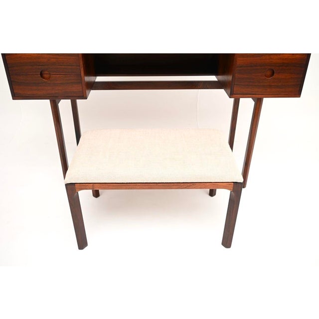 Vintage Danish Rosewood Dressing Table and Stool by Kai Kristiansen for Aksel Kjersgaard, 1960s, Set of 2 For Sale - Image 15 of 17