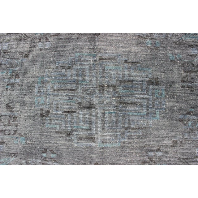 Textile Modern Khotan With Medallion Design in Warm Gray, Brown, Blue and Charcoal 8'2 X 11'6 For Sale - Image 7 of 9