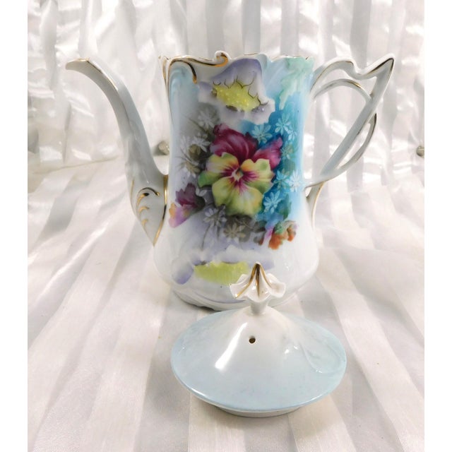 1920s Chocolate Pot Set With Sugar Bowl, Creamer and Matching Tray - Six Piece For Sale - Image 12 of 16