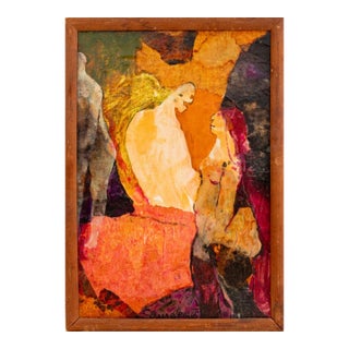 Elfi Schuselka Figural Composition Mixed Media, 1965 For Sale