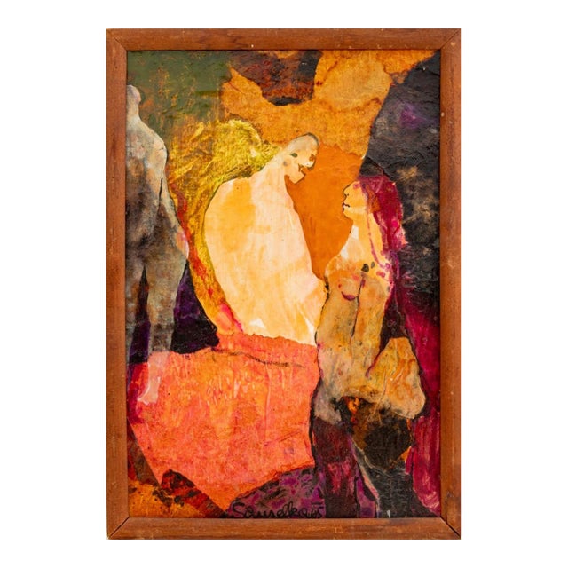 Elfi Schuselka Figural Composition Mixed Media, 1965 For Sale