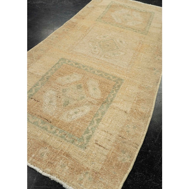 Textile Turkish Mini Rug Oriental Hand Knotted Vintage Rug 1'8" x 3'10" #21174 For Sale - Image 7 of 8