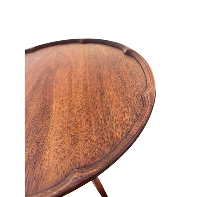 1970s Walnut Pie Crust Side Table Georgian Style Tripod Pedestal For Sale - Image 15 of 18