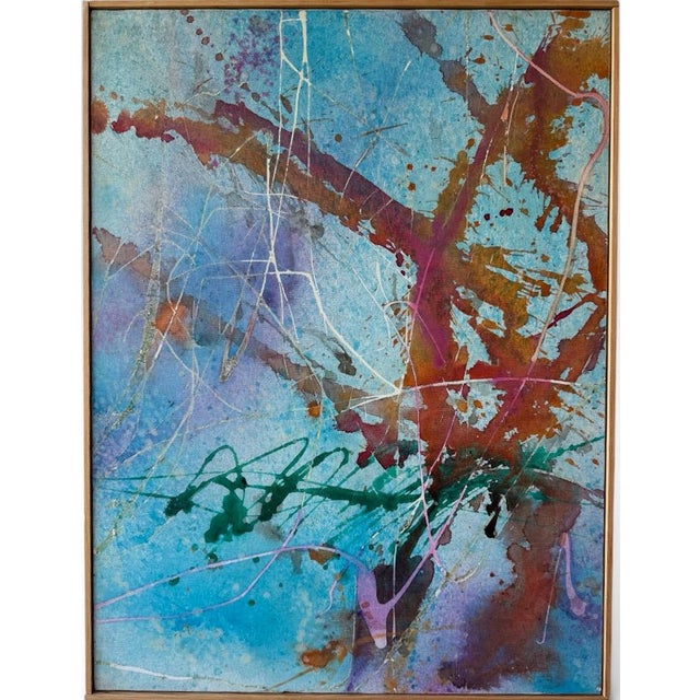 Mid-Century Modern Mid 20th Century Abstract Triptych by Lenore Jaffe Original Action Painting For Sale - Image 3 of 12