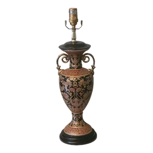 Vintage Bombay Co. Italian Rococo Enamel Gilded Urn Form Table Lamp