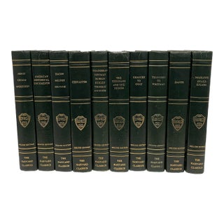 Harvard Classics Green Leather Bound Books - Set of Ten For Sale