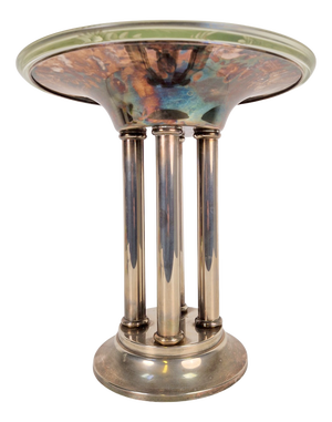 Art Deco Silver Plated Metal Centerpiece with Glass Bowl, 1930s
