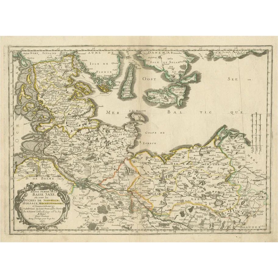 Antique Map of Northern Germany, 1657 | Chairish