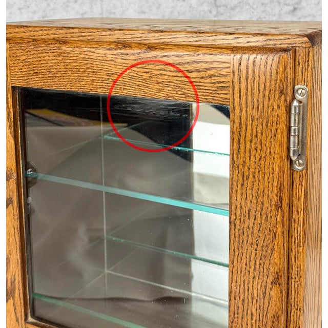 Antique Traditional Oak Doctor’s Apothecary Glass Front Cabinet For Sale - Image 10 of 12