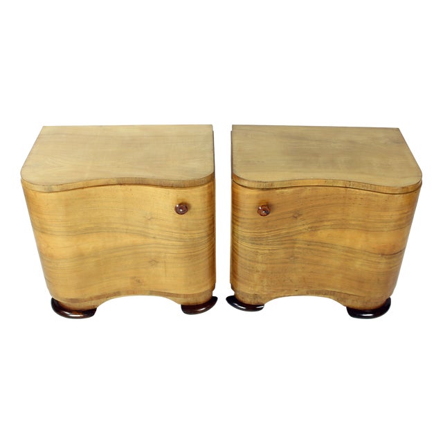 Art Deco Bedside Tables by Jindřich Halabala for Up Závody, 1930s, Set of 2 For Sale