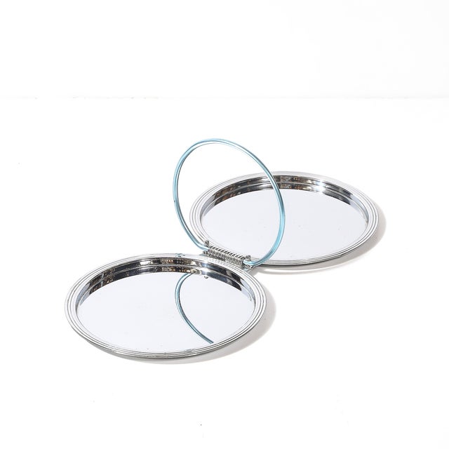 Art Deco Chrome Folding Tray With Loop Form Handle Signed Manning Bowman For Sale - Image 4 of 9
