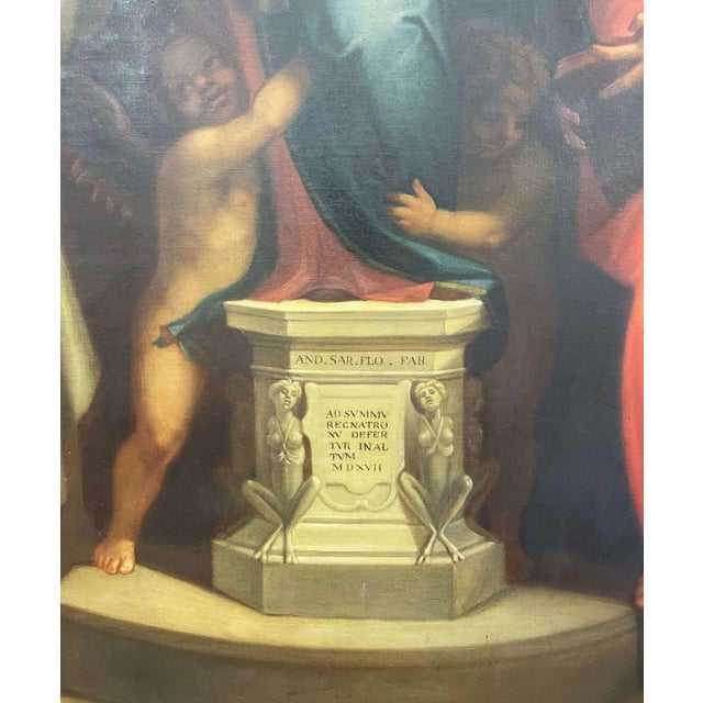 Neoclassical 19th Century Italian “Madonna of the Harpies” Oil Painting After Del Sarto For Sale - Image 3 of 13