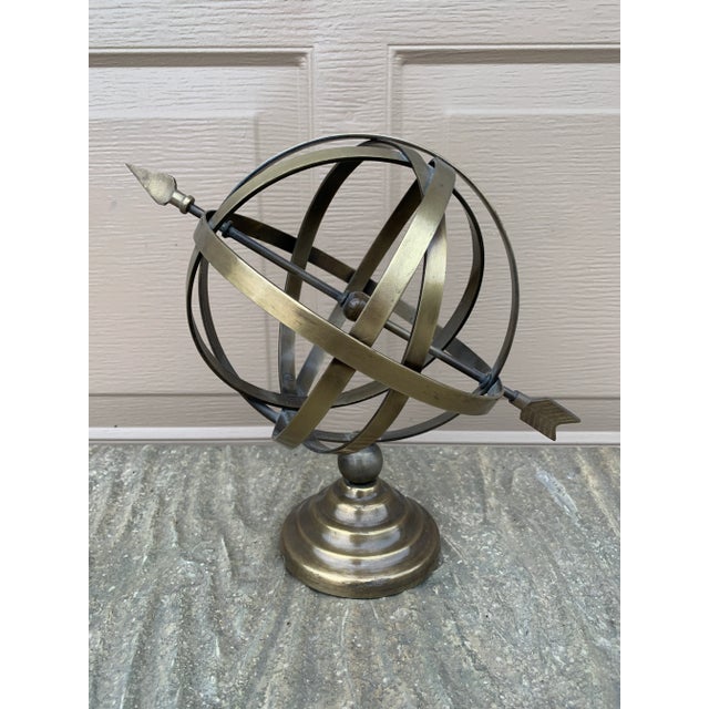 Vintage Brass Armillary Sphere Sundial Garden Ornament, English Country Style For Sale - Image 9 of 10
