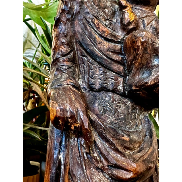 Early 20th Century Carved Wood Mary and Child in Medieval Style | Chairish