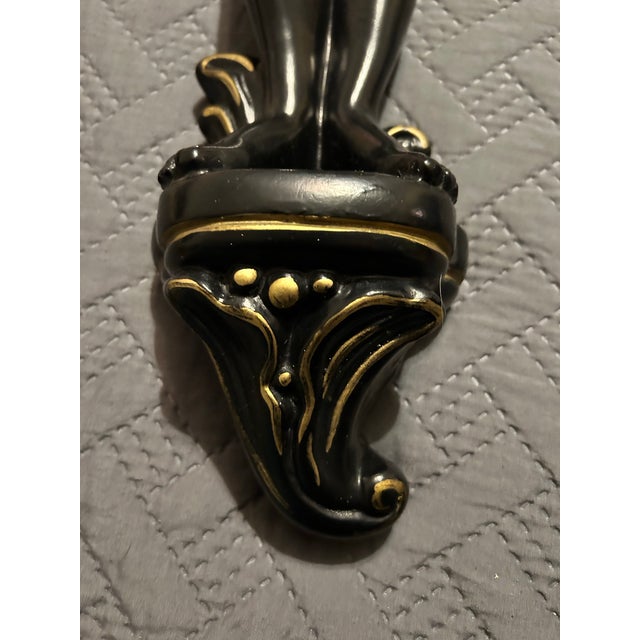 Metal Antique Blackamoor Figural Sconce, Rare Unusual Vintage Chalkware For Sale - Image 7 of 12