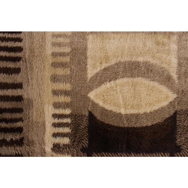 1950s Vintage Ege Rya Rug Beige Brown Mid-Century Geometric Pattern For Sale In New York - Image 6 of 7