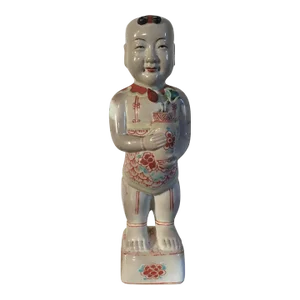 Antique Republic Period Chinese Porcelain Ho Ho Boy Figure in Wucai Glaze