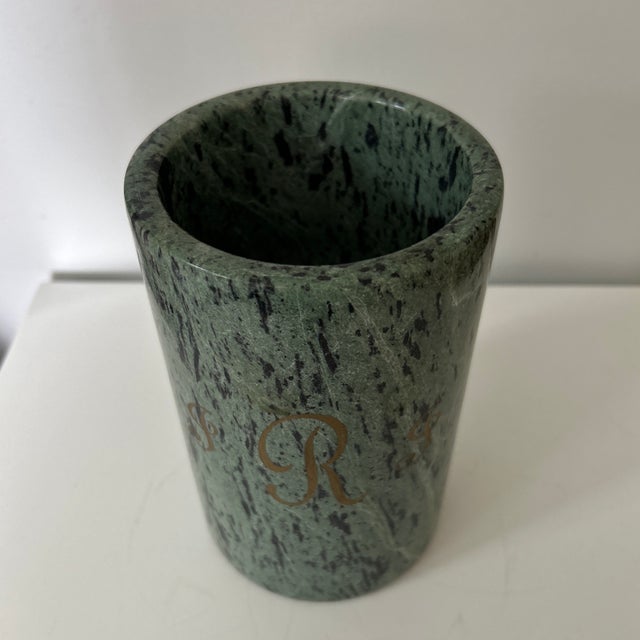 Mid-Century Modern Vintage Mid-Century Modern Green Marble Wine Cooler or Utensil Holder JRJ For Sale - Image 3 of 6