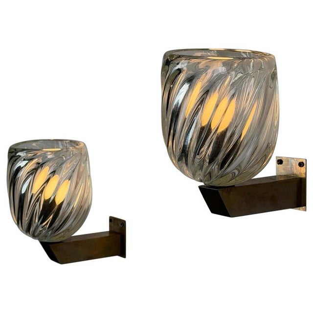 Mezzo Diamante Murano Glass Sconces attributed to Carlo Scarpa for Venini, 1940s, Set of 2 For Sale - Image 18 of 18