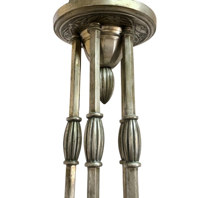 Silver Art Deco French Ceiling Lamp, 1930s For Sale - Image 8 of 13