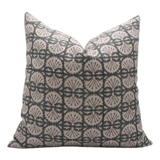 Fabdivine Throw Pillow Cover 22x22 Inch Handcrafted Block Print Thick Linen-Bijhni For Sale