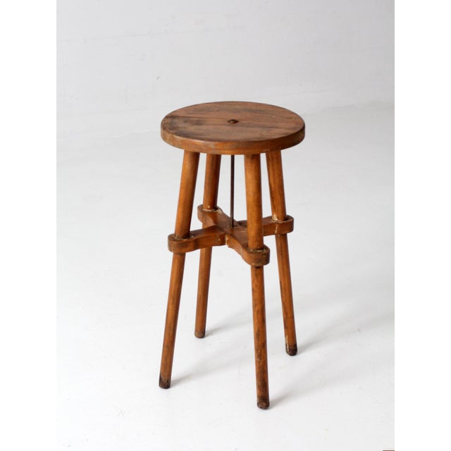 Antique Round Wood Stool Side Table For Sale - Image 13 of 18