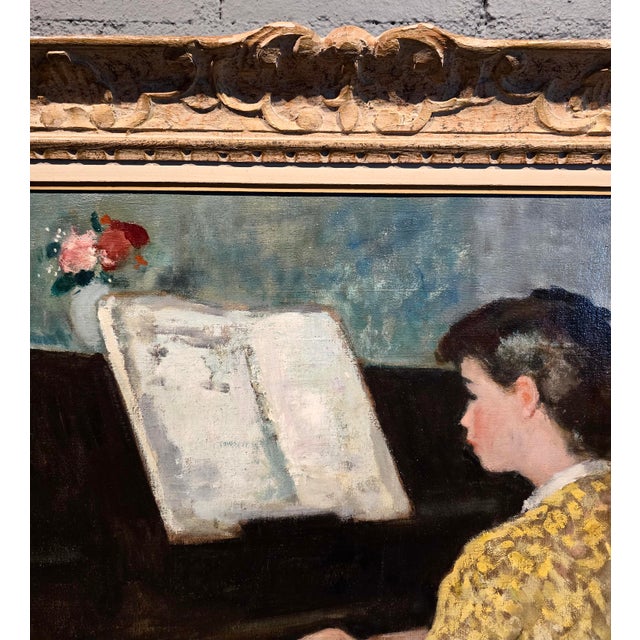 Textile François Gall - The Elegant Piano Player - C1940s Oil Painting For Sale - Image 7 of 10