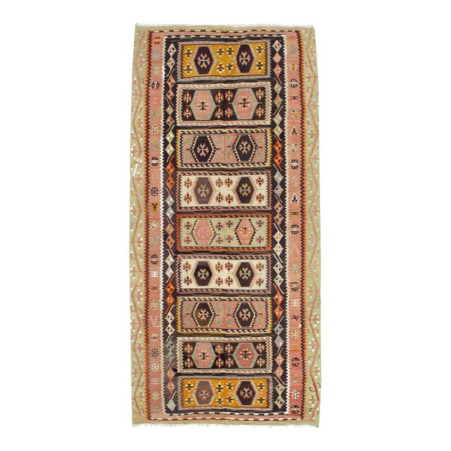 Turkish Vintage Decorative Kilim Rug - 5`4" X 10`11" For Sale