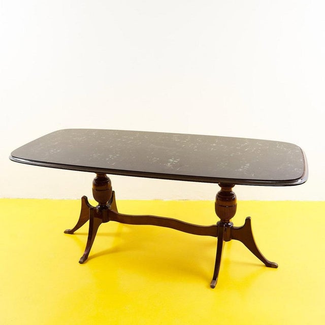Oval Table in Glass and Wood with Black Top, 1950s For Sale - Image 13 of 13