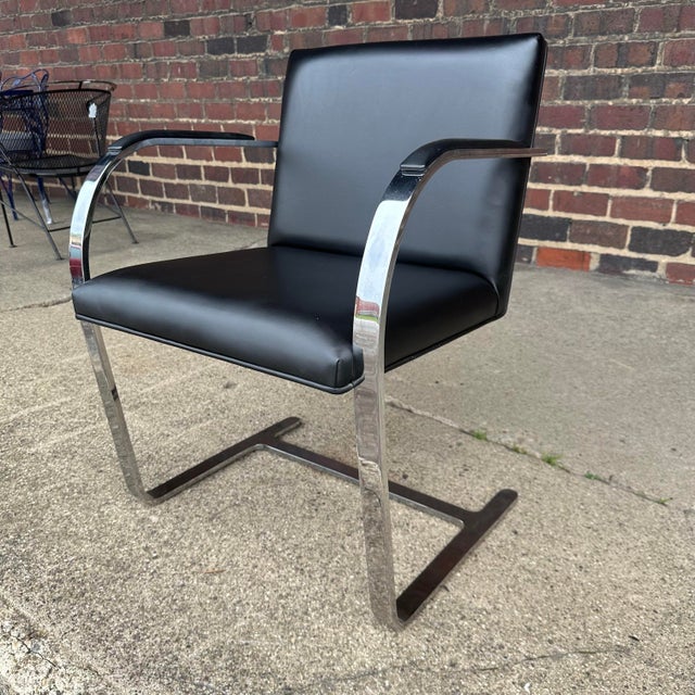 Mid 20th Century Set of 8 Gordon International Ludwig Mies Van Der Rohe Style Armchairs Black Leather For Sale - Image 5 of 12