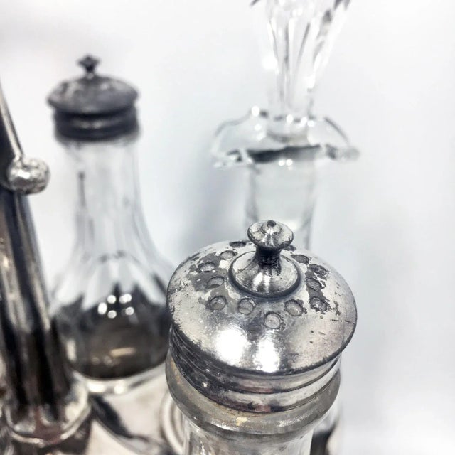 19th Century 19th Century Cut Crystal & Silver Victorian Cruet Set- 6 Pieces For Sale - Image 5 of 10