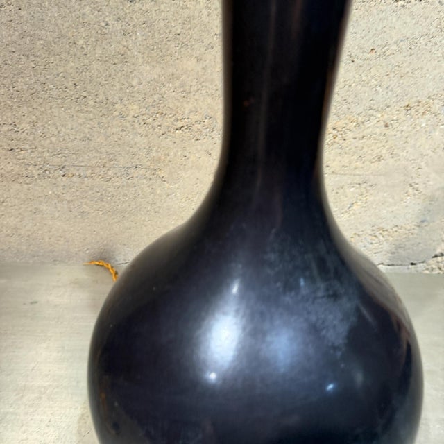 Eames Mid Century Modern Black Ceramic Table Lamp Teardrop Shape Eames Era For Sale - Image 4 of 11
