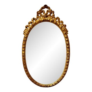 Late 20th Century Chelsea House French Louis XVI Style Neoclassical Giltwood Oval Wall Mirror For Sale