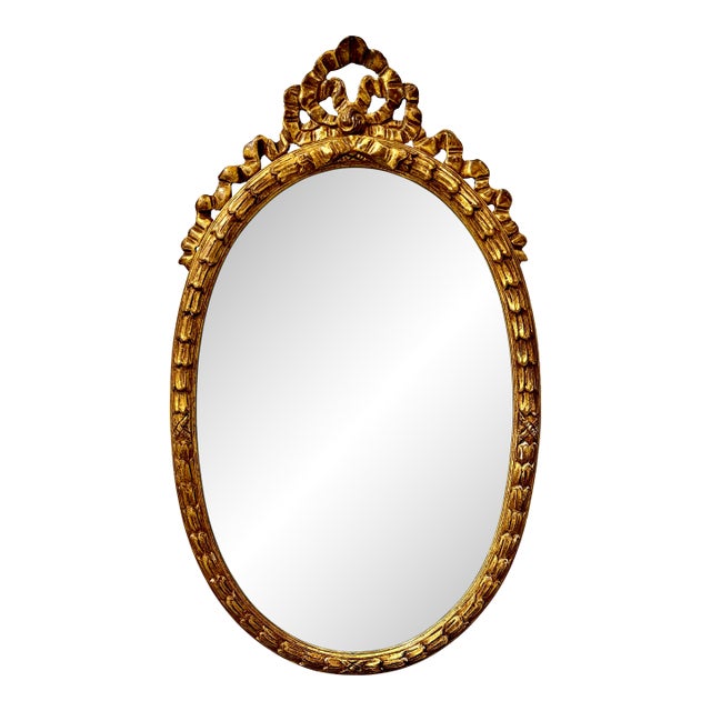 Late 20th Century Chelsea House French Louis XVI Style Neoclassical Giltwood Oval Wall Mirror For Sale